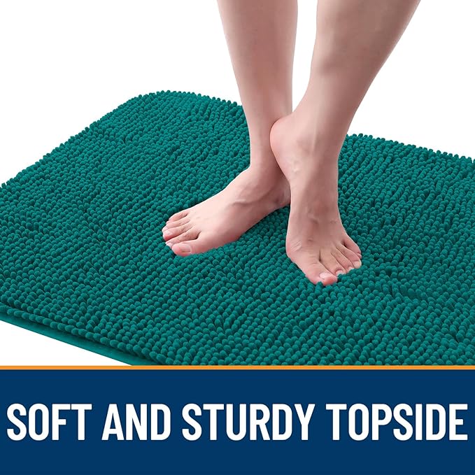 OLANLY Dog Door Mat for Muddy Paws 54x24, Absorbs Moisture and Dirt, Absorbent Non-Slip Washable Doormat, Quick Dry Chenille Mud Mat for Dogs, Entry Indoor Entryway Carpet for Inside Floor, Lake Blue