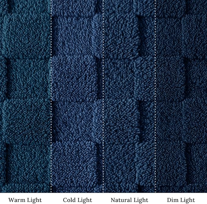 Exclusivo Mezcla Queen Size Flannel Fleece Blanket, Super Soft and Warm Lightweight Checkered Pattern Blankets for All Seasons, 90x90 Inches, Navy Blue