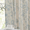 jinchan Linen Blend Curtain Floral Curtains for Living Room 90 Inch Length Blue Printed Curtain Rod Pocket Back Tab Farmhouse Peony Flower Patterned Drapes Bedroom Window Curtains Set 2 Panels