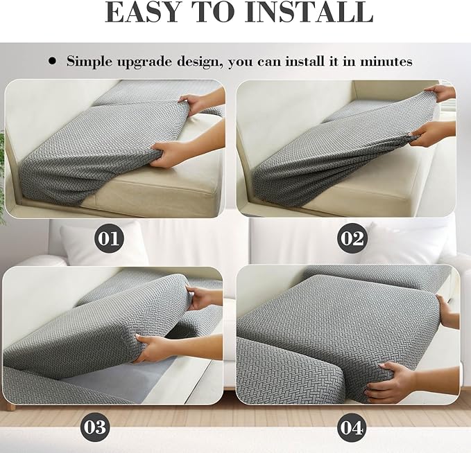 Couch Cushion Covers Sofa Covers Couch Covers for Sofa Pet Friendly Universal Sofa Covers Washable Stretch Slipcovers for Sectional Sofa (Texture Gray,Large Single Seat Cover)