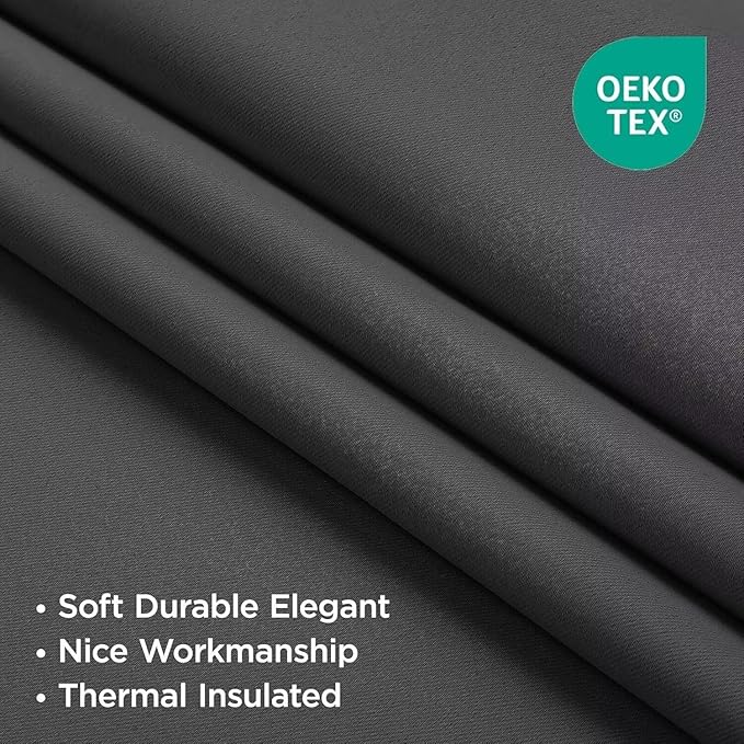 Joydeco Blackout Curtains 72 Inches Long 2 Panels Set, Thermal Insulated Long Curtains& Drapes 2 Burg, Room Darkening Drapes for Bedroom Living Room (Grey, W37 x L72 Inch)