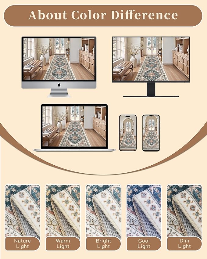 Madane Hallway Runner Rug 2'6''x12' Kitchen Runner, Non Slip Vintage Runners for Hallways Washable Kitchen Rugs Soft Low Pile 2.5x12 ft Rug Runner for Laundry Room, Entryway and Bedroom, Navy Blue