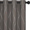 Deconovo Blackout Curtains, Thermal Insulated Soundproof Grommet Drapes, Wave Dots Silver Print, 52 x 63 Inch, Set of 2, Machine Washable Window Panel for Kitchen Bedroom Living Room Nursery, Taupe