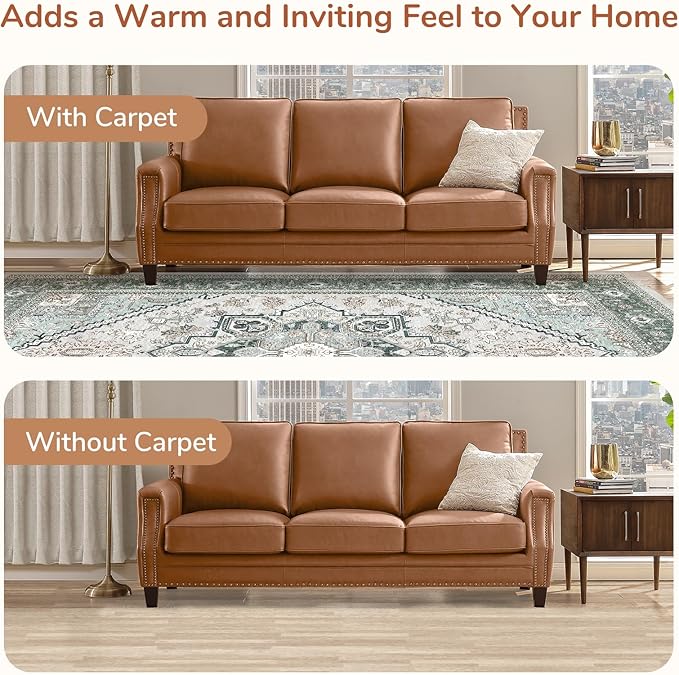 OPPODREAM Soft Area Rugs 5x7, 5x7 Washable Rug with Non Slip Backing, 5 x 7 Faux Cashmere Low-Pile Carpet, Green