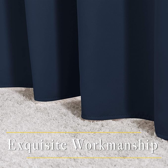 NICETOWN Navy Blue Blackout Curtains for Living Room, Window Treatment Thermal Insulated Room Darkening Grommet Drapes Sound Dampening for Bedroom, 2 Panels, W37 x L72