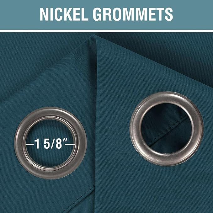 H.VERSAILTEX Blackout Curtain for Living Room Small Window Kitchen Blackout Curtains 45 inch Length Energy Saving Solid Grommet Blackout Drape, One Panel, Dark Teal, 52" W x 45" L