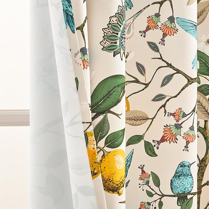 Topfinel Beige Floral Curtains 63 Inch Length 2 Panels Aesthetic Unique Rustic Thermal Insulated Noise Reducing Cottagecore Floral Flower Printed Modern Farmhouse Window Treatment