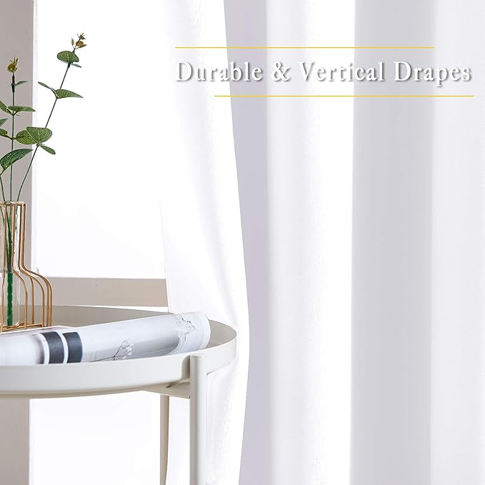 NICETOWN White Room Darkening Curtain Panels - Thermal Insulated Grommet 50% Room Darkening Window Drapes and Curtains for Bedroom/Basement (Set of 2, W37 x L54)