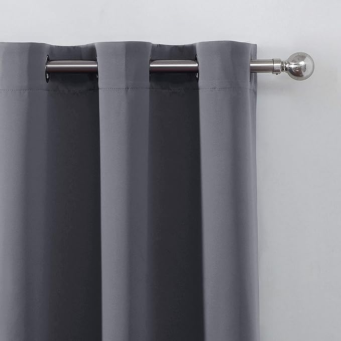 LEMOMO Blackout Curtains 66 x 84 inch/Grey Curtains Set of 2 Panels/Thermal Insulated Room Darkening Bedroom Curtains