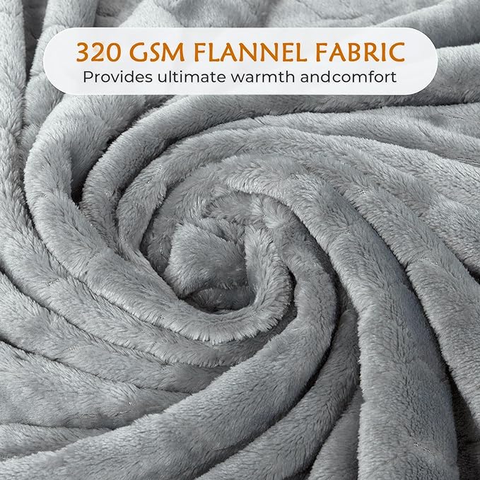TOONOW Fleece Blanket Twin Size -320GSM Lightweight Fuzzy Soft Textured Flannel Blankets for Couch, Sofa, Bed, 60x80 inchs,Light Grey