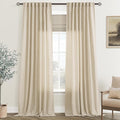 Greyish Beige Linen Curtain 102 inch Length 2 Panels Set Back Tab Light Filtering Living Room Curtain Drapes Home Office Modern Minimalist Decor Farmhouse Boho Neutral Semi Sheer Curtain 102 inch Long