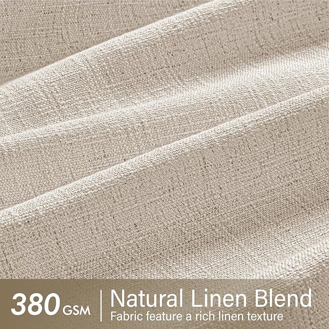 MIULEE Pinch Pleated Thick Linen Curtains 96 Inches Long 2 Panels for Living Room Bedroom, Memory Trained Pleat Drapes Light Filtering Cream Ivory Semi Sheer Window Curtains Hooks Rings Back Tab