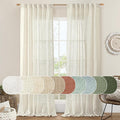 LAMIT Linen Semi Sheer Curtains 96 inch Length 2 Panels Set, Cream Ivory Light Filtering Panels Back Tab and Rod Pocket Floor to Ceiling Curtains for Bedroom/Living Room, Natural, 52 x 96 Inch