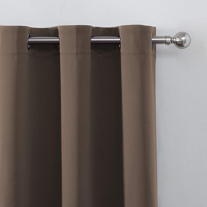 LEMOMO Chocolate Brown Blackout Curtains 52 x 63 Inch Length/Set of 2 Curtain Panels/Thermal Insulated Room Darkening Blackout Curtains for Bedroom