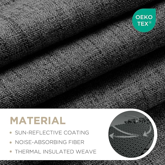 Joydeco Blackout Curtains for Bedroom - 100% Light Blocking 2 Panels Set Black Drapes 42" W x 108" L, Thermal Insulated Room Darkening Curtains, Linen Textured for Living Room, Rod Pocket & Back Tabs