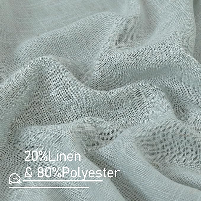 LAMIT Linen Blended Curtains for Bedroom, Faux Linen Textured Light Filtering Drapes Back Tab and Rod Pocket Boho Burlap Panels for Farmhouse/Living Room, 2 Panels, 38 x 84 Inch, Greyish Blue