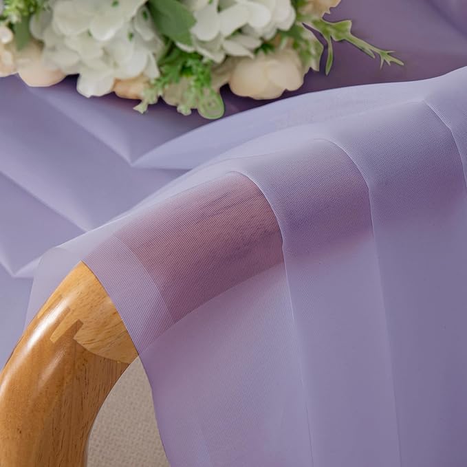 Lecloud Light Filtering Lavender Sheer Curtains 63 Inch Length 2 Panels, Solid Kitchen/Living Room/Bedroom Voile Light Purple Curtain, Dual Rod Pockets Window Short Gauzy Drapes, 40x63 Inches