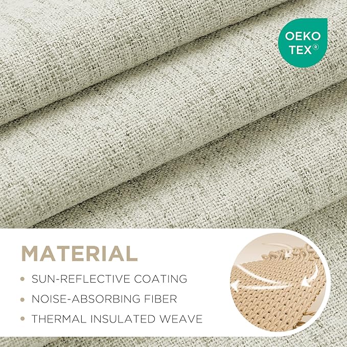 Joydeco Linen Blackout Curtains for Bedroom - 100% Light Blocking 1 Panels, Light Beige Drapes 70" W x 90" L, Thermal Insulated Room Darkening Curtains for Living Room, Rod Pocket & Back Tabs