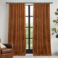 RYB HOME Orange Velvet Curtains 72 inches with Hook Belt, Soft Fabric Room Darkening Thermal Insulated Luxurious Home Decor Curtains for Living Room Bedroom, W 52" x L 72", 2 Panels Set
