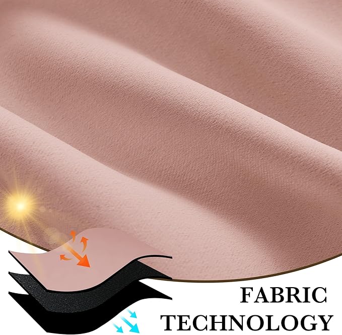 RYB HOME 100% Blackout Short Curtains for Small Window, Thermal Insulated Total Room Darkening Noise Reducing Curtains for Kitchen Bathroom Basement, 42 inches Wide by 45 inches Long, Peach Pink