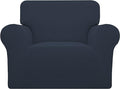 Easy-Going Stretch Chair Sofa Slipcover 1-Piece Couch Sofa Cover Furniture Protector Soft with Elastic Bottom for Kids, Pet. Spandex Jacquard Fabric Small Checks (Chair, Dark Blue)