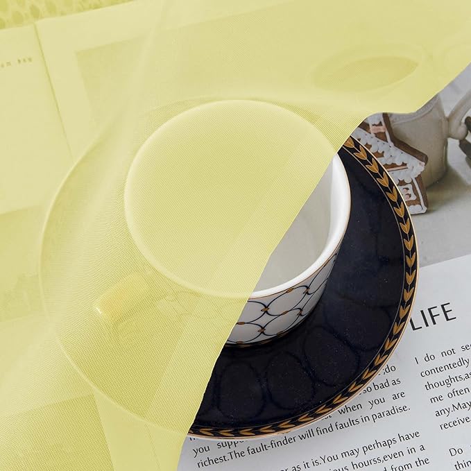 OWENIE Lemon Sheer Curtains 84 Inches Long for 2 Panels Set, Solid Light Filtering Voile Sheer Curtains for Living Room Bedroom, Modern Rod Pocket Lemon Curtain, 2 Pcs Total 84 Width 84 Long