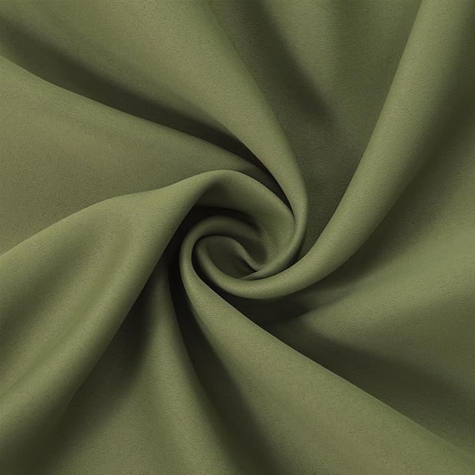 LEMOMO Olive Green Thermal Blackout Curtains/38 x 63 Inch/Set of 2 Panels Room Darkening Curtains for Bedroom