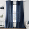Extra Long Denim Blue Linen Curtains 120 Inch for Living Room 2 Panels Set Rod Pocket Back Tab Linen Window Drapes Semi Sheer Light Filtering Privacy High Ceiling Drapes for Farmhouse 52x120