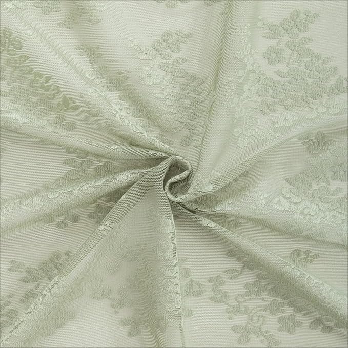 YJ YANJUN Vintage Lace Curtains 120 Inch Length-Victorian Floral Pattern Sage Green Sheer Curtains for Big Window 10 FT Tall Spring Bohemian Cottage Core Decor 52 x 120 Inch Sage 2 Panels