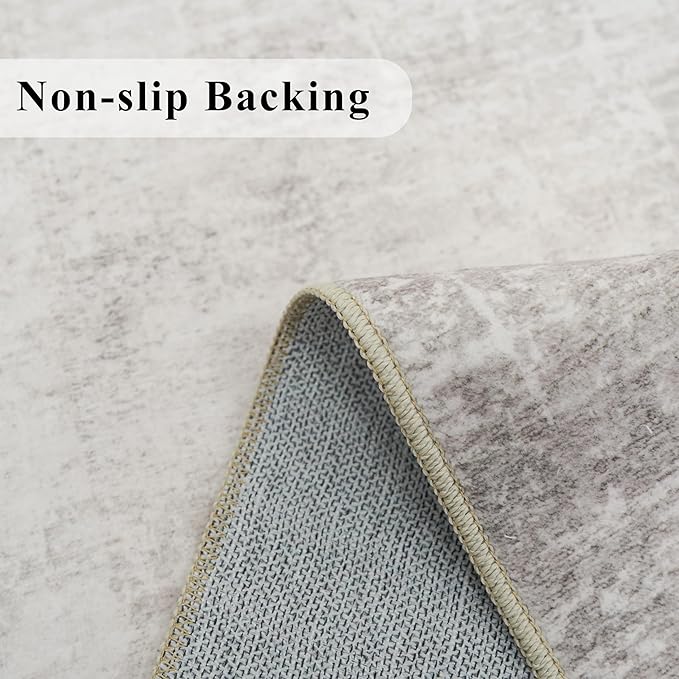 Abstract 3x10 Kitchen Rug Runners - Washable 10ft Hardwood Sink Rugs Non-Slip Hallway Entryway Area Rugs Soft Floor Mat Indoor Farmhouse Carpet for Bathroom Living Room Bedroom (3x10,Beige/Cream)