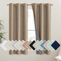 NICETOWN Burlap Vintage Open Linen Weave Flax Thermal Curtains, 100% Blackout Curtains 54" Long for Dining Room, Soundproof Window Treatment Drapes for Kitchen, 42" Wide Per Panel, Set of 2