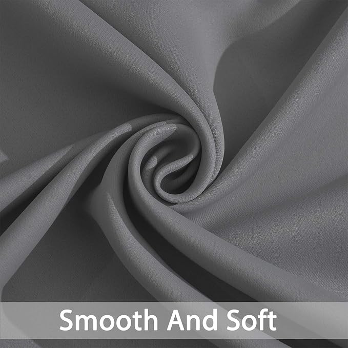 Yakamok Blackout Curtains 96 Inches Thermal Insulated Grey Room Darkening Window Drapes with 8 Grommets Window Treatment Curtain for Living Room Bedroom,52 Inch Width, Set of 2 Gray