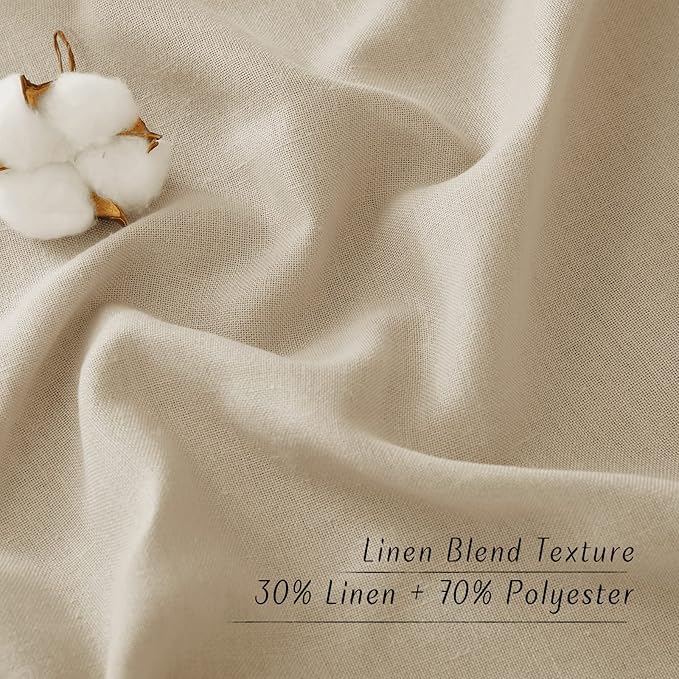 NICETOWN Linen with Polyester Curtains 72 inch Length 2 Panels, Grommet Privacy Curtains with Light Filtering Linen Blend Window Treatment for Living Room/Bedroom, Angora, W55 x L72, 2 Panels .