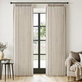 MIULEE Pinch Pleated Thick Linen Curtains 84 Inches Long 2 Panels for Living Room Bedroom, Linen Texture Memory Trained Pleat Drapes Back Tab Semi Sheer Privacy Neutral Ivory Cream Farmhouse Curtains