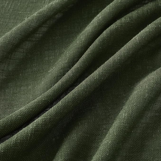 MIULEE Olive Green Linen Curtains 72 Inch Length for Bedroom Living Room, Soft Thick Linen Textured Window Drapes Semi Sheer Light Filtering Back Tab Rod Pocket Burlap Look Christmas Decor, 2 Panels