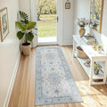 RELEANY Area Rugs 2'x4' Kitchen Rugs Entry Rug Small Rugs for Entryway Kitchen Bathroom Door Mat Indoor Entrance,Washable Non Slip, Light Blue Navy Beige Gray White