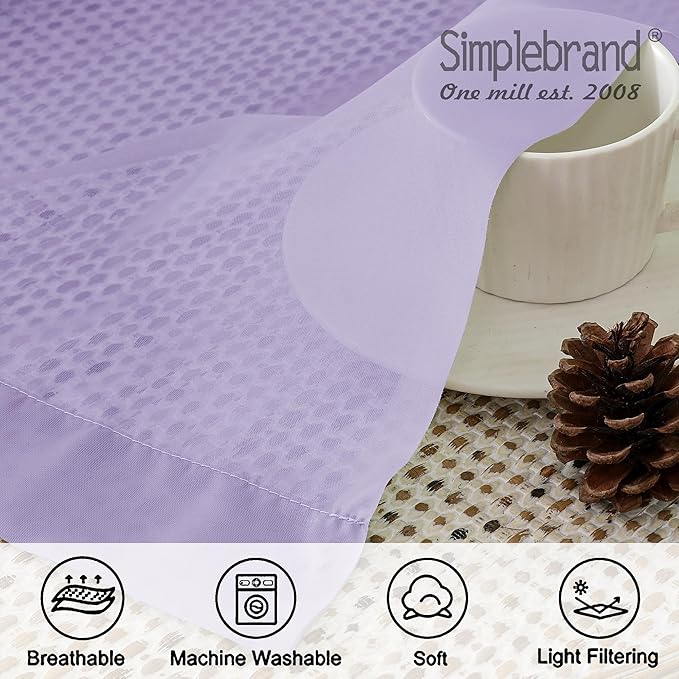 Simplebrand Lavender Sheer Curtains 72 Inches Long 2 Panels for Living Room, Rod Pockets Airy Window Treatments Voile Sheer Black Curtains Panels Lightweight for Front Back Patio Glass Door, 42" Width