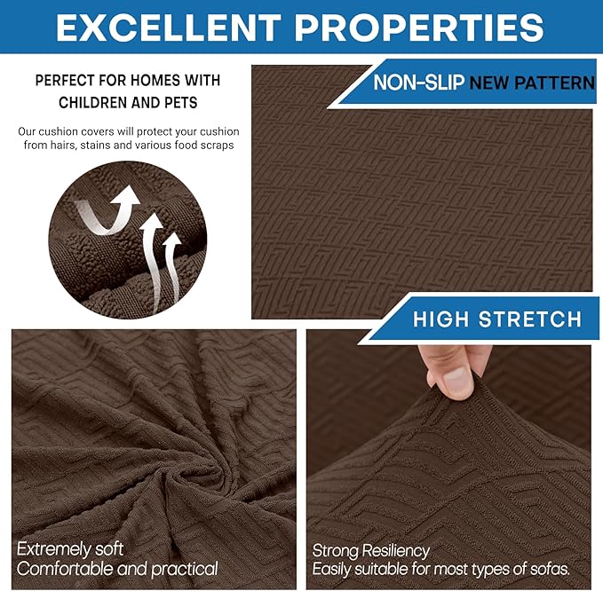 XINEAGE 2026 New 3 Pieces Couch Covers for 2 Cushion Sofa Super Stretch Loveseat Slipcover Pet Dog Universal Slip Cover Anti Slip Love Seat Furniture Protector (Coffee, 55"-69")