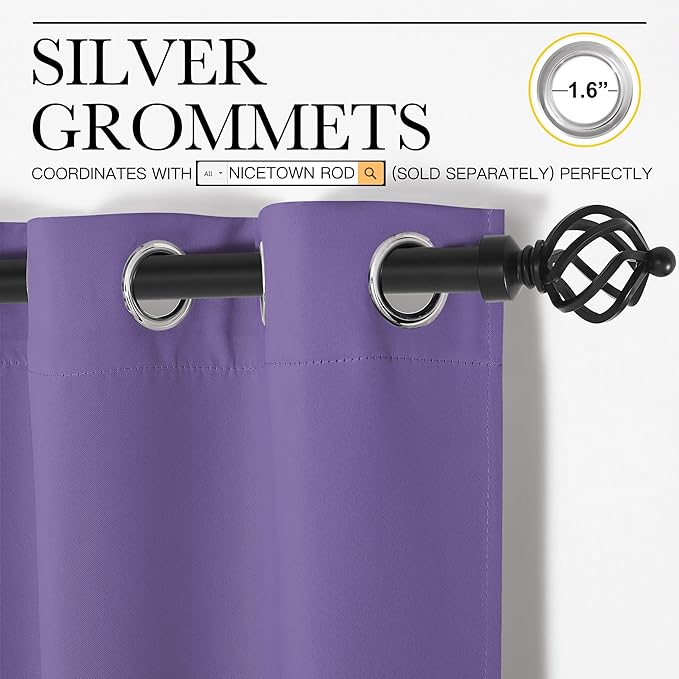 NICETOWN Lilac Purple Blackout Curtains 102" Long, 55" Wide, 2 Pieces for Office, Dining, Guest Room - Sound Reducing, Heat and Cold Block Panels for Modern Decorative