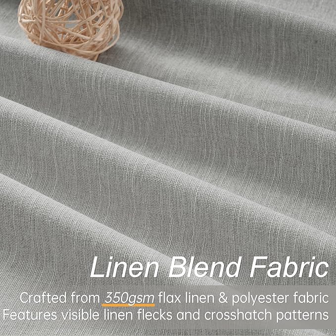 Topfinel Frost Grey Linen Curtains 84 Inches Long 2 Panels Set for Living Room Bedroom 100% Blackout Linen Texture Curtain Pinch Pleat Back Tab Farmhouse Neutral Dark Gray Window Curtain Drapes