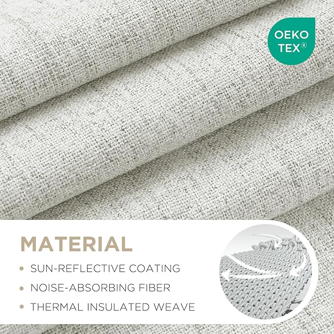 Joydeco Linen Blackout Curtains for Bedroom - 100% Light Blocking 1 Panels, White Drapes 100" W x 120" L, Thermal Insulated Room Darkening Curtains for Living Room, Rod Pocket & Back Tabs