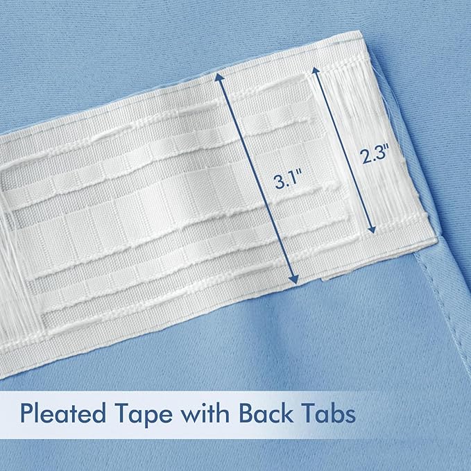 MIULEE Sky Blue Back Tab Blackout Curtains 120 Inch Long 2 Panels Set for Bedroom, Rod Pocket/Pinch Pleated Extra Long Thermal Insulated Living Room Darkening Light Blocking 10FT Drapes