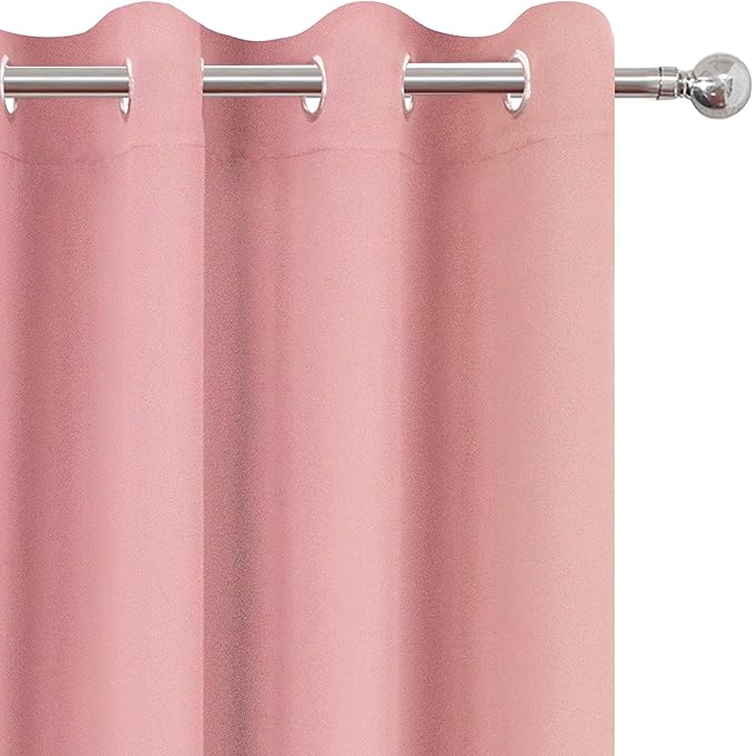 LEMOMO Baby Pink Bedroom Blackout Curtains/52 x 84 Inch Long/Set of 2 Curtain Panels/Thermal Insulated Room Darkening Curtains for Bedroom