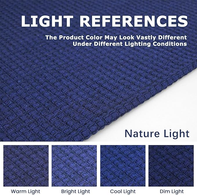 KOZYFLY Long Runners for Hallways 2.6x12 ft Washable Kitchen Runner Non Slip Rubber Backed Hallway Rugs Cotton Entryway Runner Rug Floor Carpet for Indoor Hall, Backdoor, Kitchen, Royal Blue/Navy