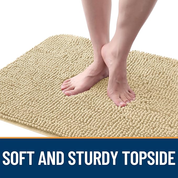 OLANLY Dog Door Mat for Muddy Paws 47x20, Absorbs Moisture and Dirt, Absorbent Non-Slip Washable Doormat, Quick Dry Chenille Mud Mat for Dogs, Entry Indoor Entryway Carpet for Inside Floor, Sand