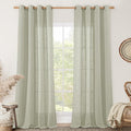 LAMIT Linen Curtains for Living Room 84 Inch Length, Bronze Grommet Light Filtering Semi Sheer Drapes Neutral Rustic Farmhouse Boho Panels for Bedroom, 2 Panels, Sage Grey, 52 x 84 Inch