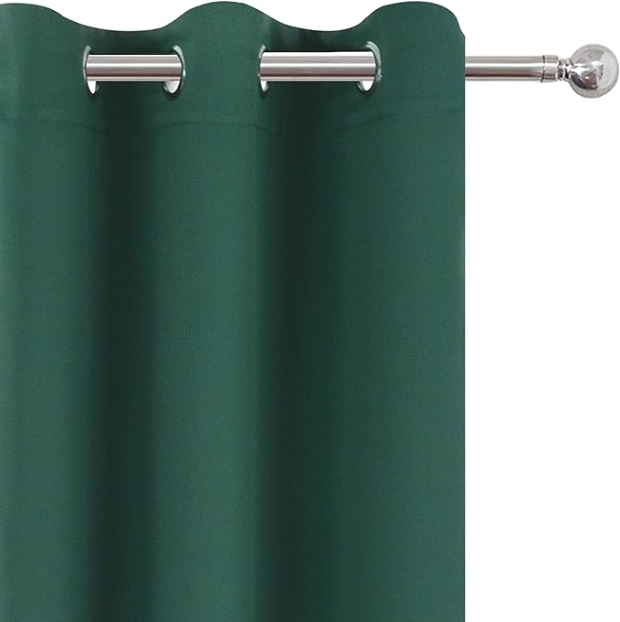 LEMOMO Dark Green Bedroom Blackout Curtains/38 x 54 Inch Long/Set of 2 Curtain Panels/Thermal Insulated Room Darkening Curtains for Bedroom