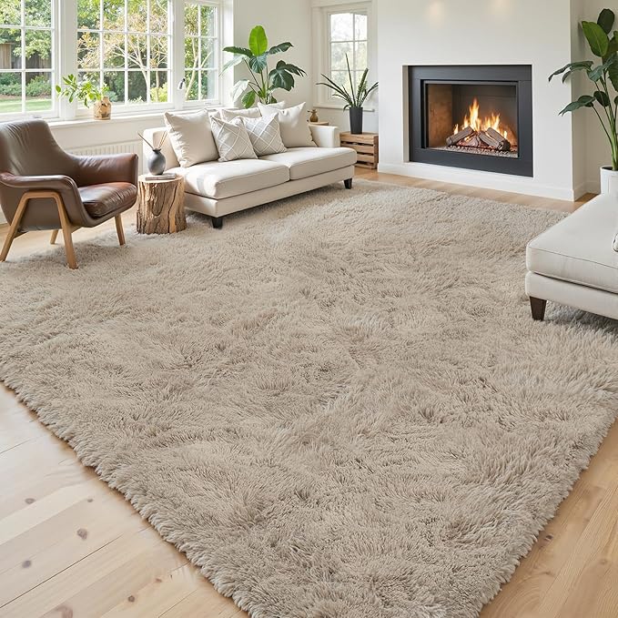8x10 Area Rugs for Living Room Bedroom, Large Area Rug Shaggy Carpet Soft Plush Furry Bedside Rug, Rugs for Home Decor (Beige, 8 x 10)