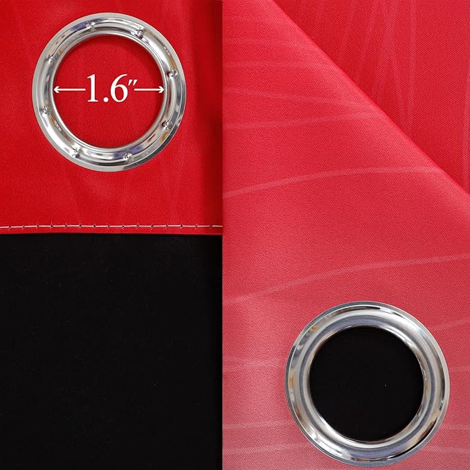Estelar Textiler Ombre Red and Black Curtains 72 Inch Length 2 panels, Complete Blackout Curtains for Bedroom, Full Room Darkening Grommet Thermal Insulated Gradient Drapes for Living Room, 42x72 Inch
