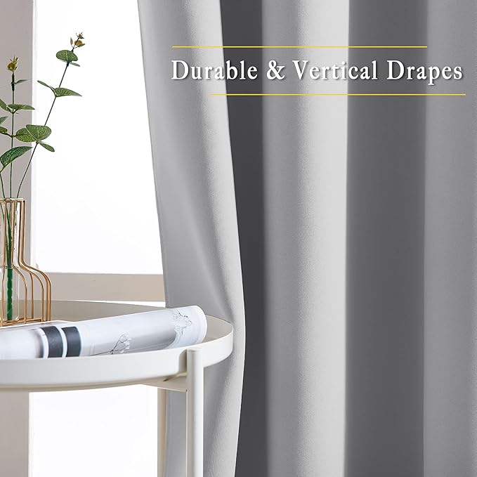 NICETOWN Silver Grey Curtains 84 inch Length 2 Panels, Grommet Thermal Insulated Window Treatments Light & Sound Reducing Drapes for Living Room/Bedroom, W46 x L84